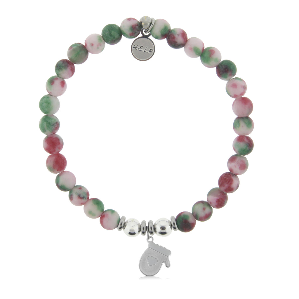 HELP by TJ Mitten Charm with Holiday Jade Charity Bracelet