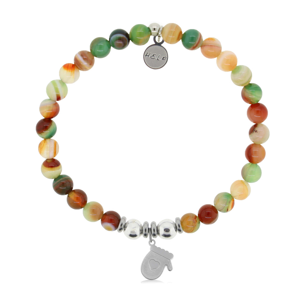 HELP by TJ Mitten Charm with Multi Agate Charity Bracelet