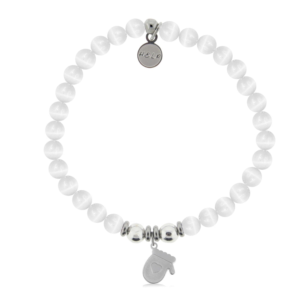 HELP by TJ Mitten Charm with White Cats Eye Charity Bracelet