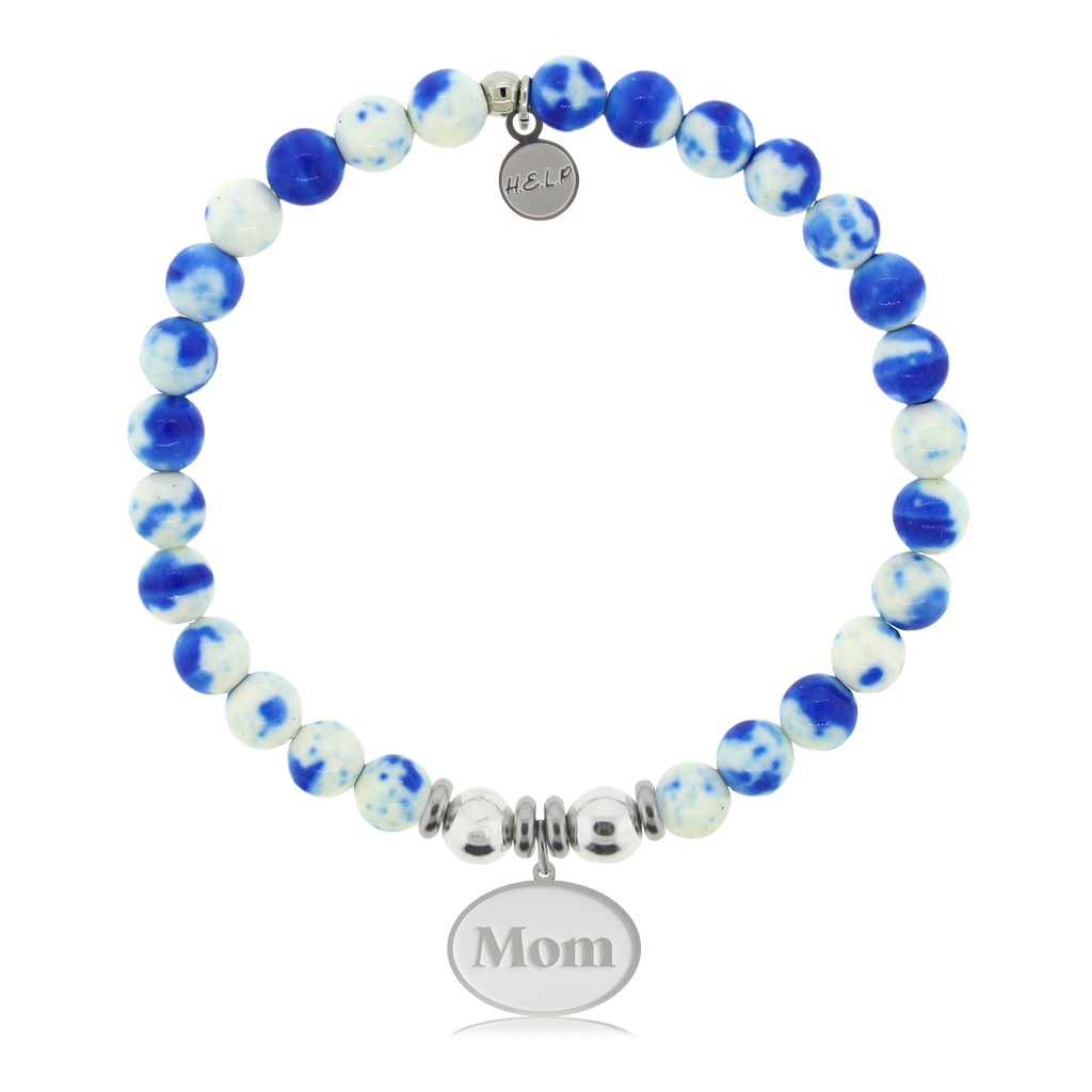 HELP by TJ Mom Charm with Blue and White Jade Charity Bracelet