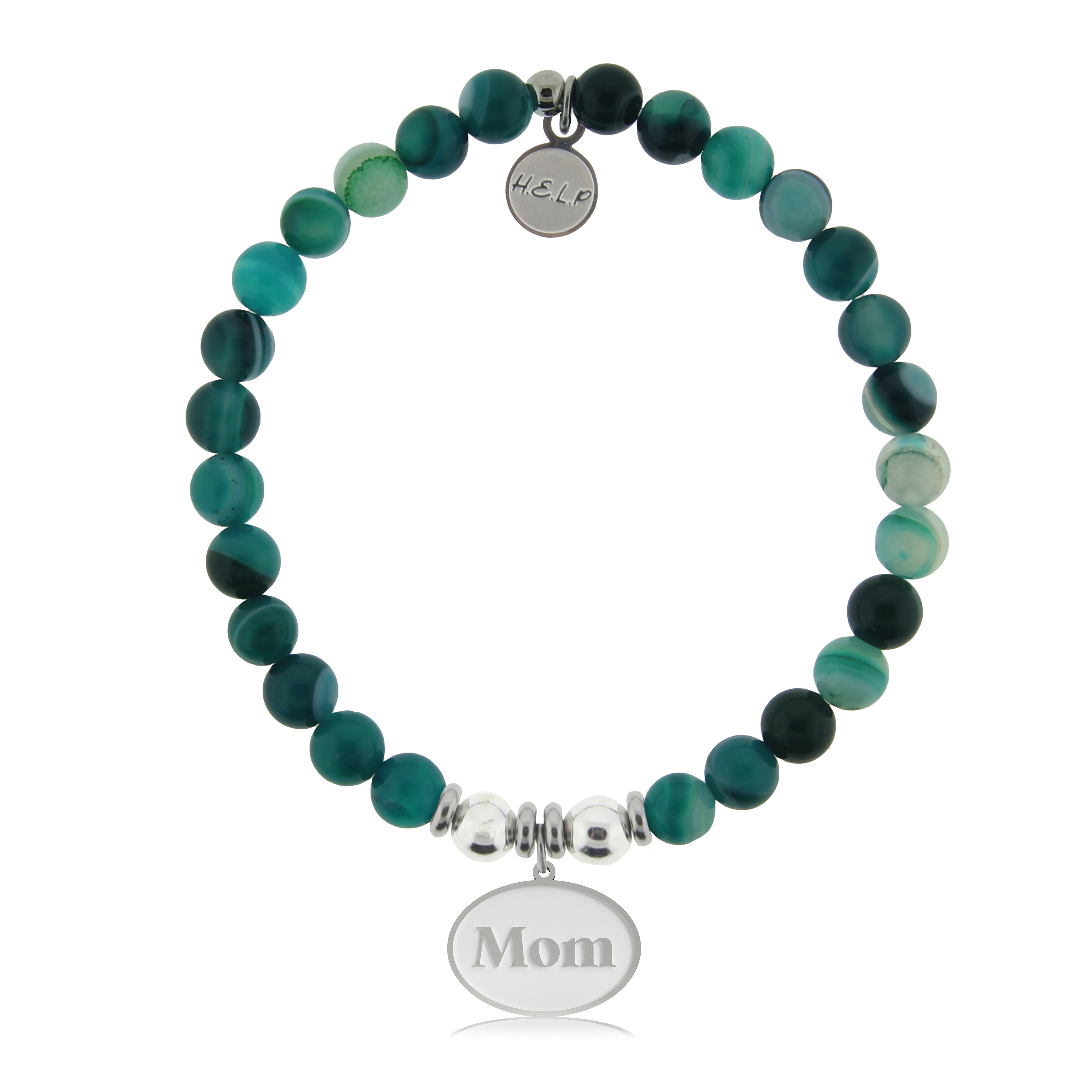 HELP by TJ Mom Charm with Green Stripe Agate Charity Bracelet