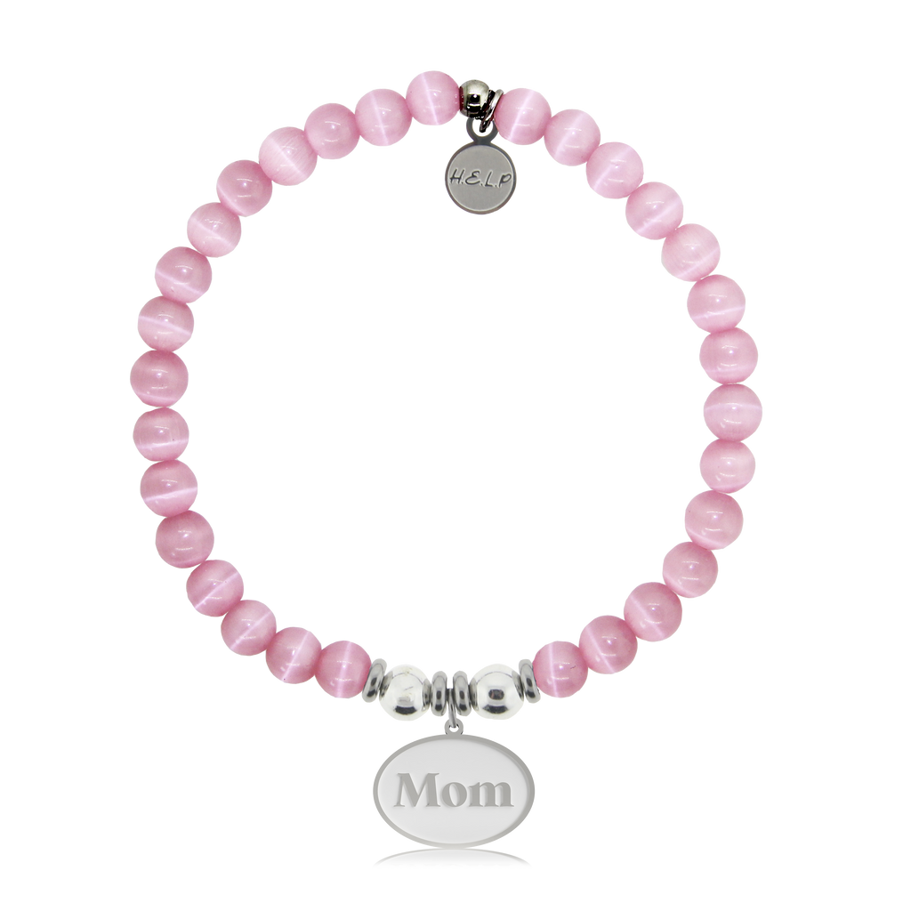 HELP by TJ Mom Charm with Pink Cats Eye Beads Charity Bracelet