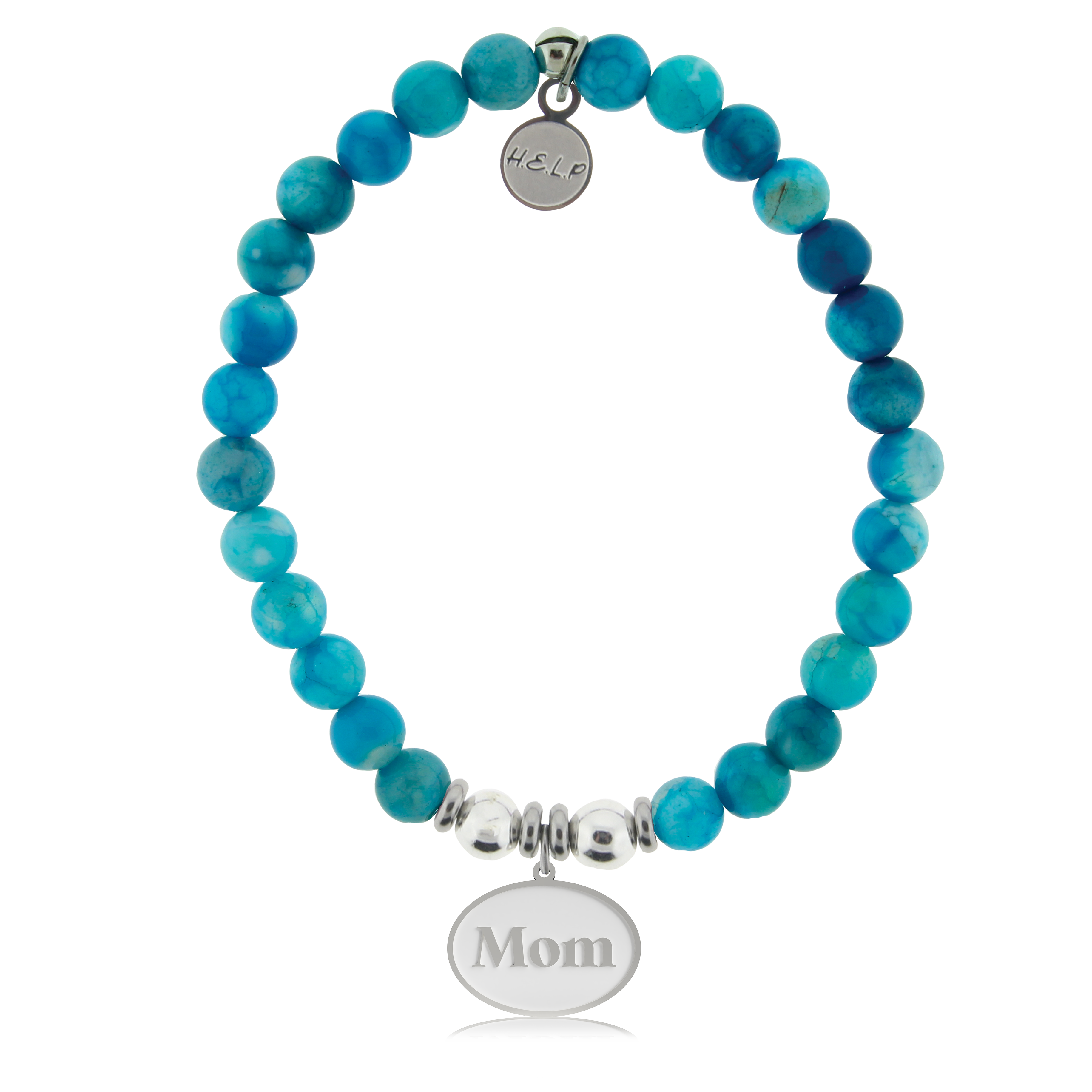 HELP by TJ Mom Charm with Tropic Blue Agate Charity Bracelet