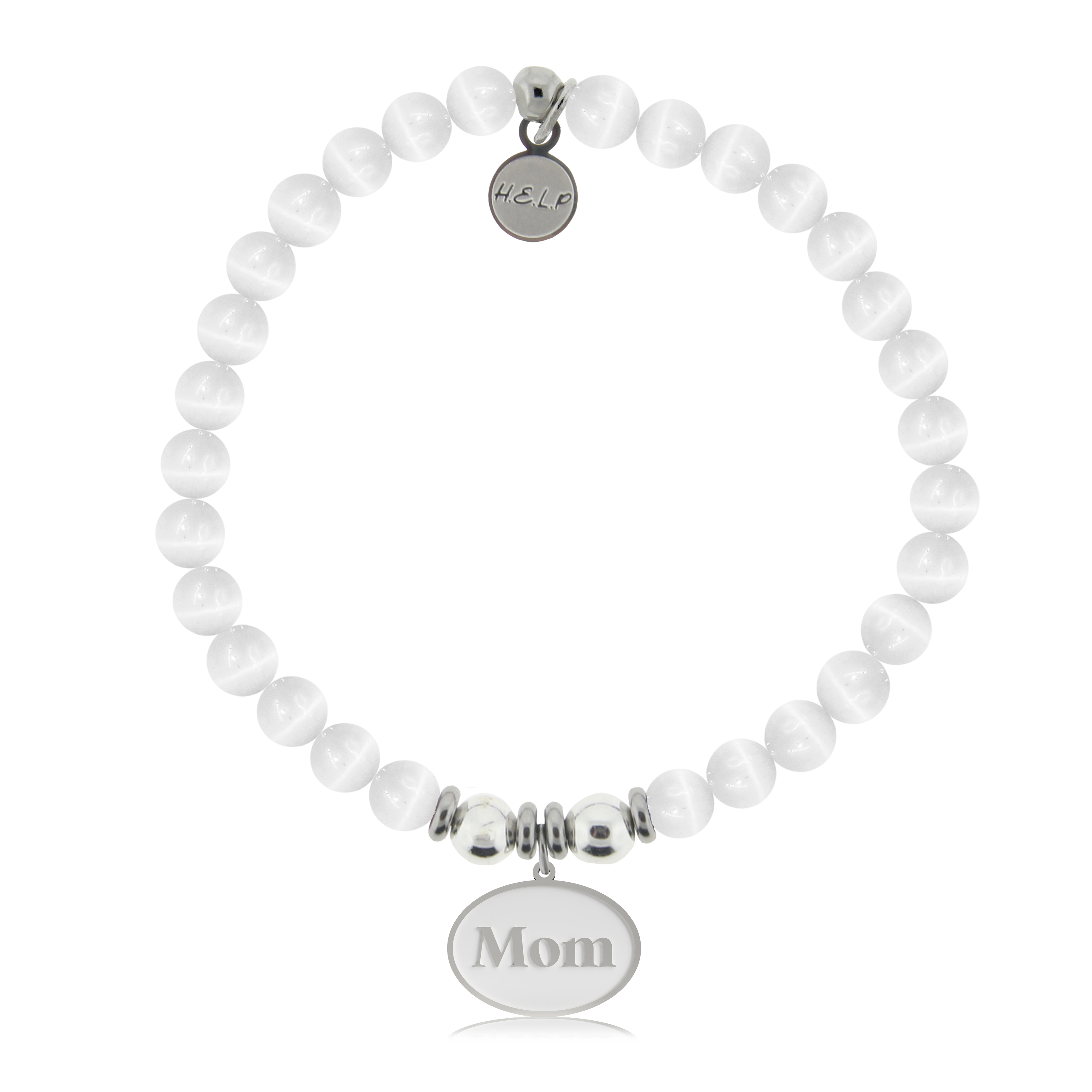 HELP by TJ Mom Charm with White Cats Eye Charity Bracelet