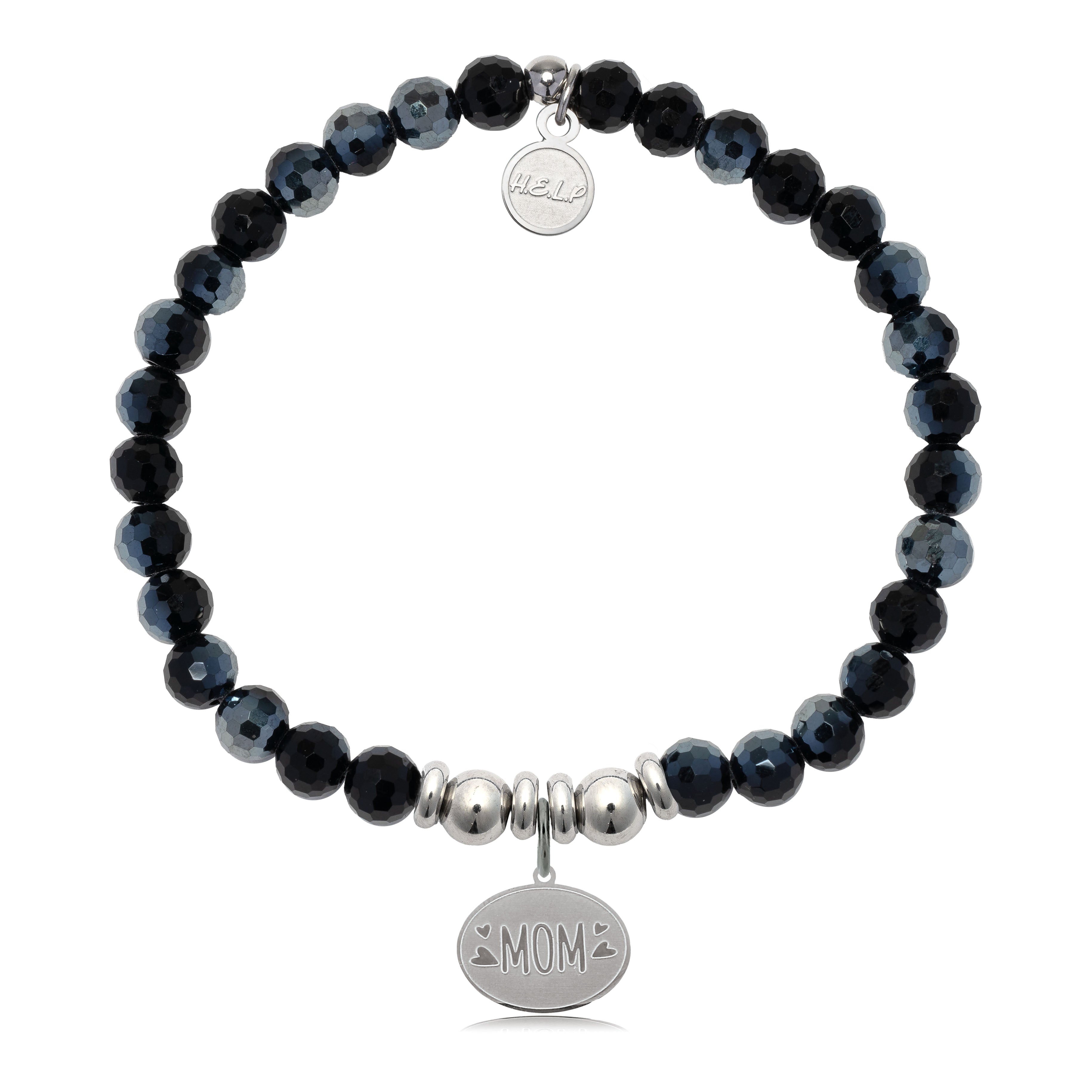 HELP by TJ Mom Hearts Charm with Black Crystal Charity Bracelet