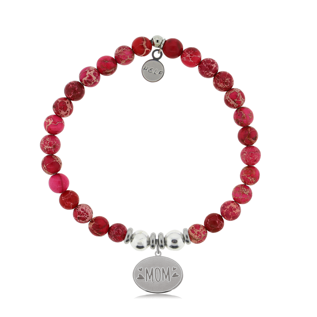 HELP by TJ Mom Hearts Charm with Cranberry Jasper Charity Bracelet