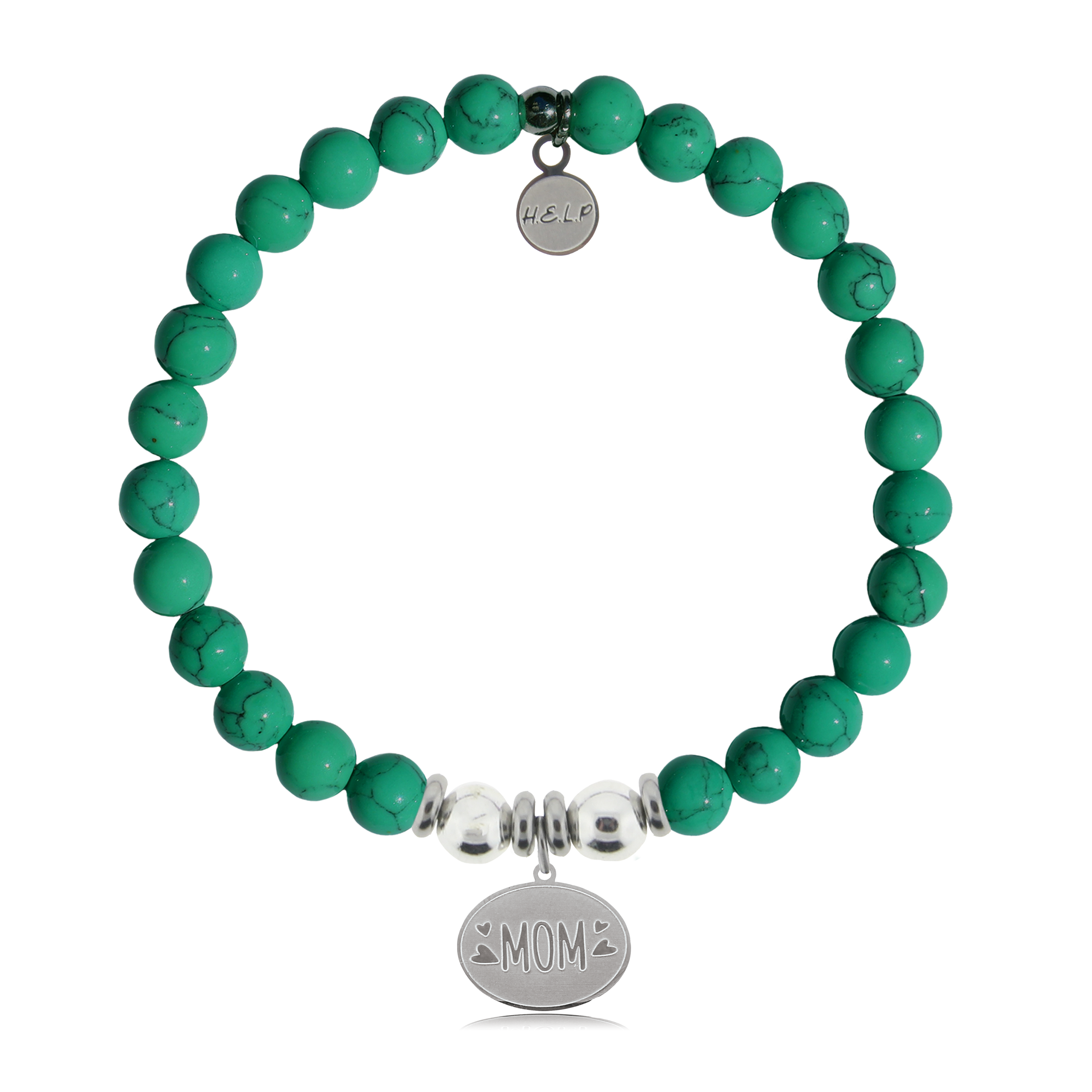 HELP by TJ Mom Hearts Charm with Green Howlite Charity Bracelet