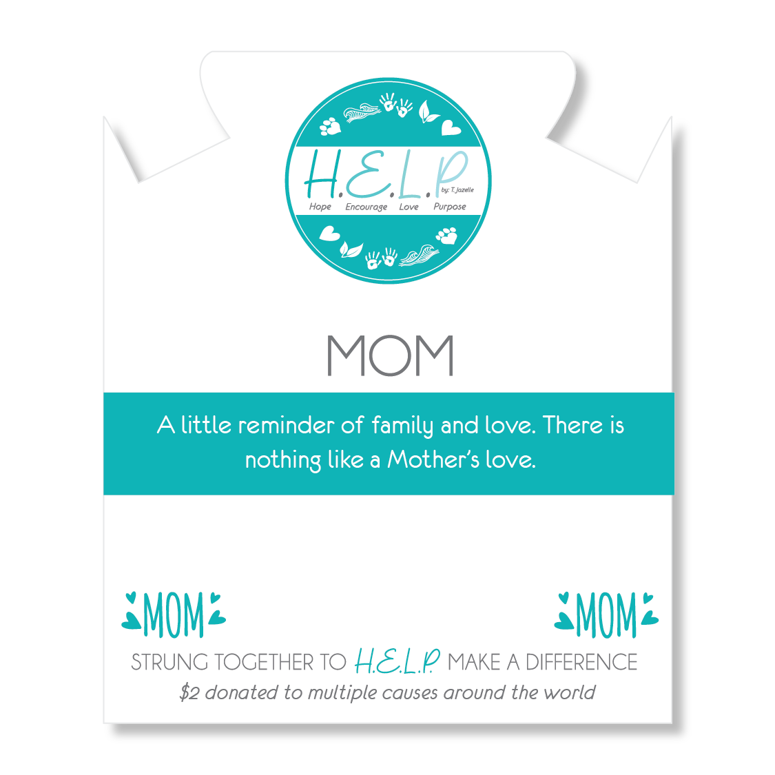 HELP by TJ Mom Hearts Charm with Green Howlite Charity Bracelet