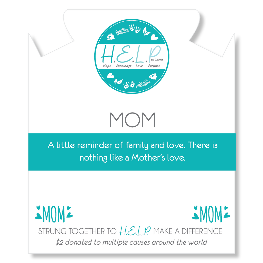 HELP by TJ Mom Hearts Charm with Grey Stripe Agate Charity Bracelet
