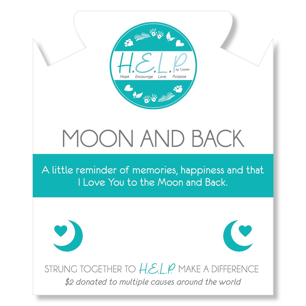 HELP by TJ Moon and Back Charm with Aqua Cats Eye Charity Bracelet