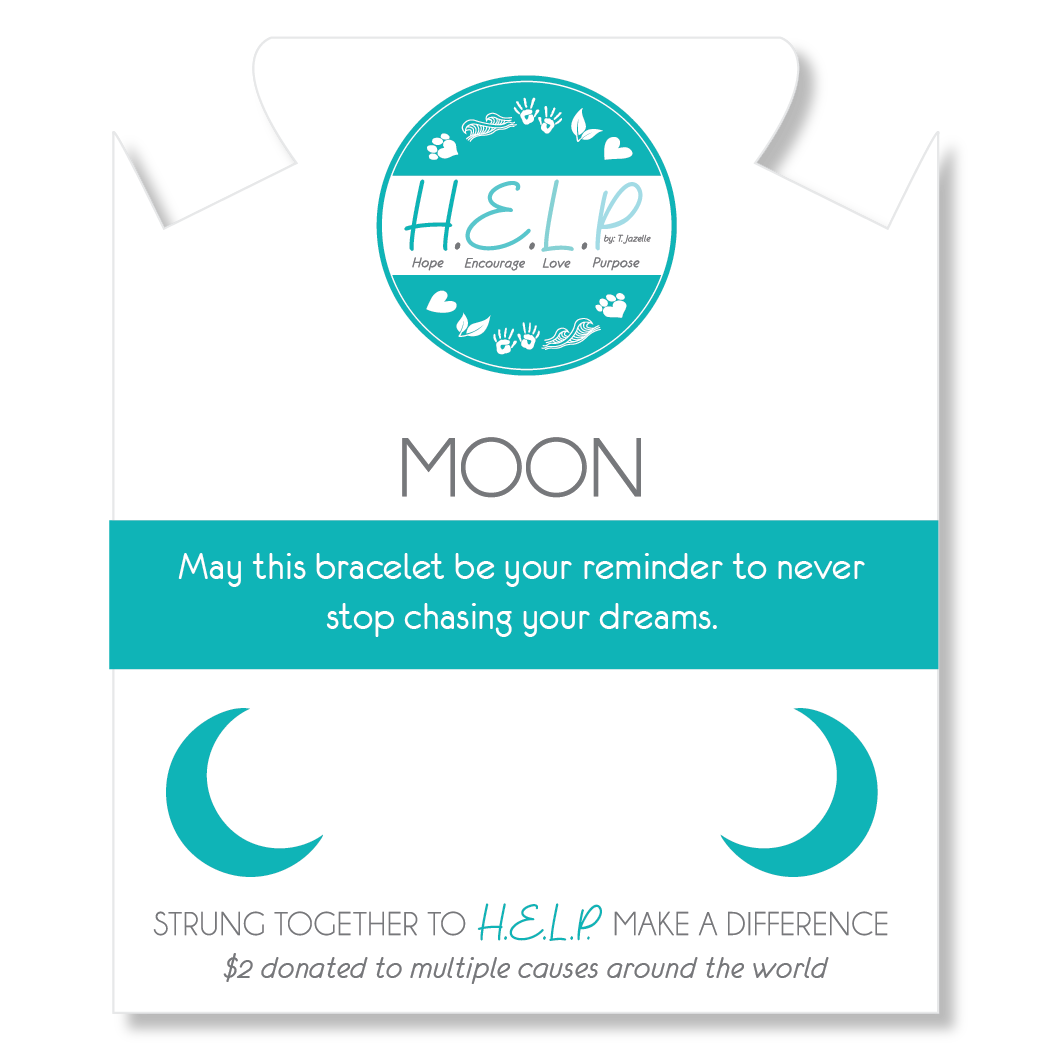 HELP by TJ Moon Cutout Charm with Aqua Cats Eye Charity Bracelet