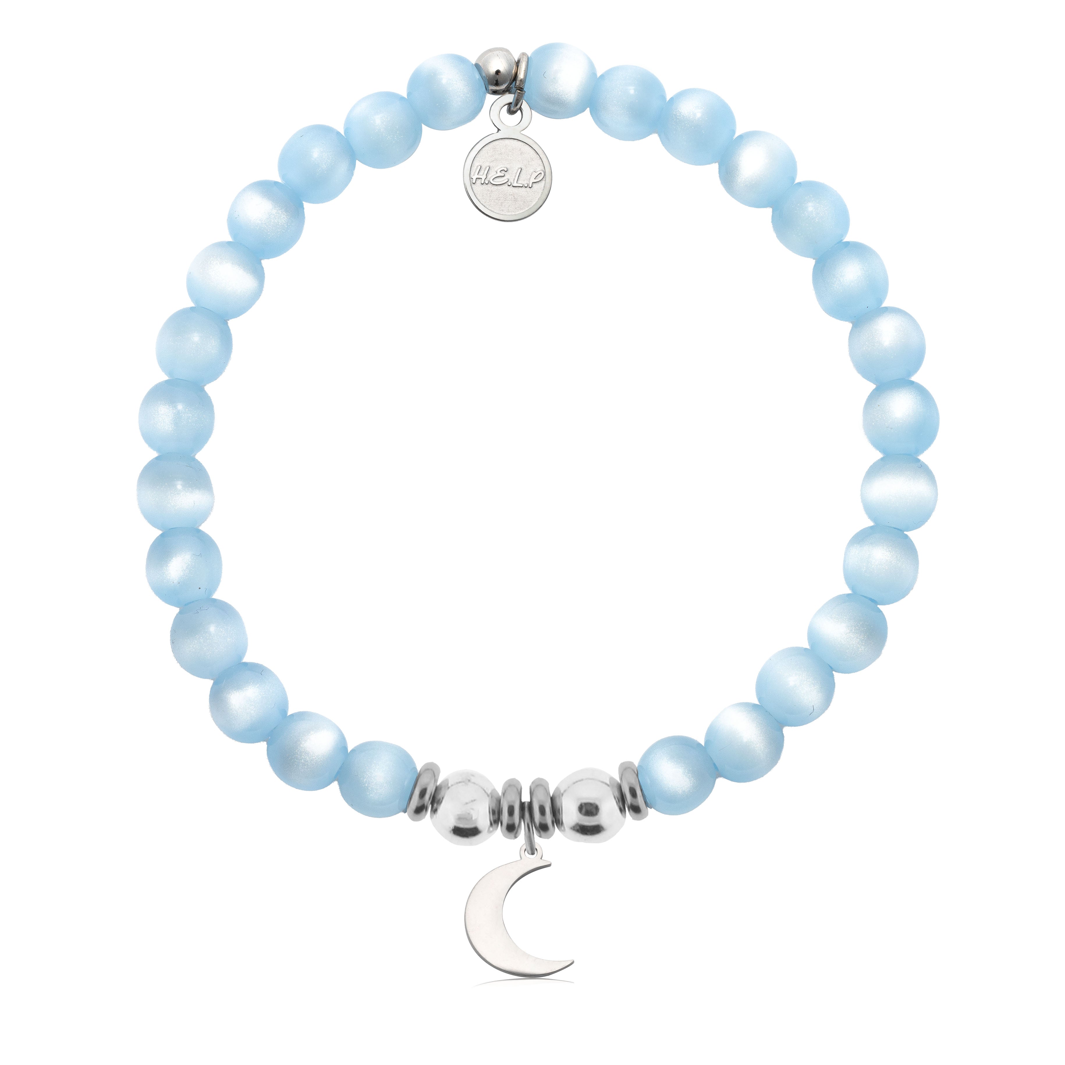 HELP by TJ Moon Cutout Charm with Blue Selenite Charity Bracelet