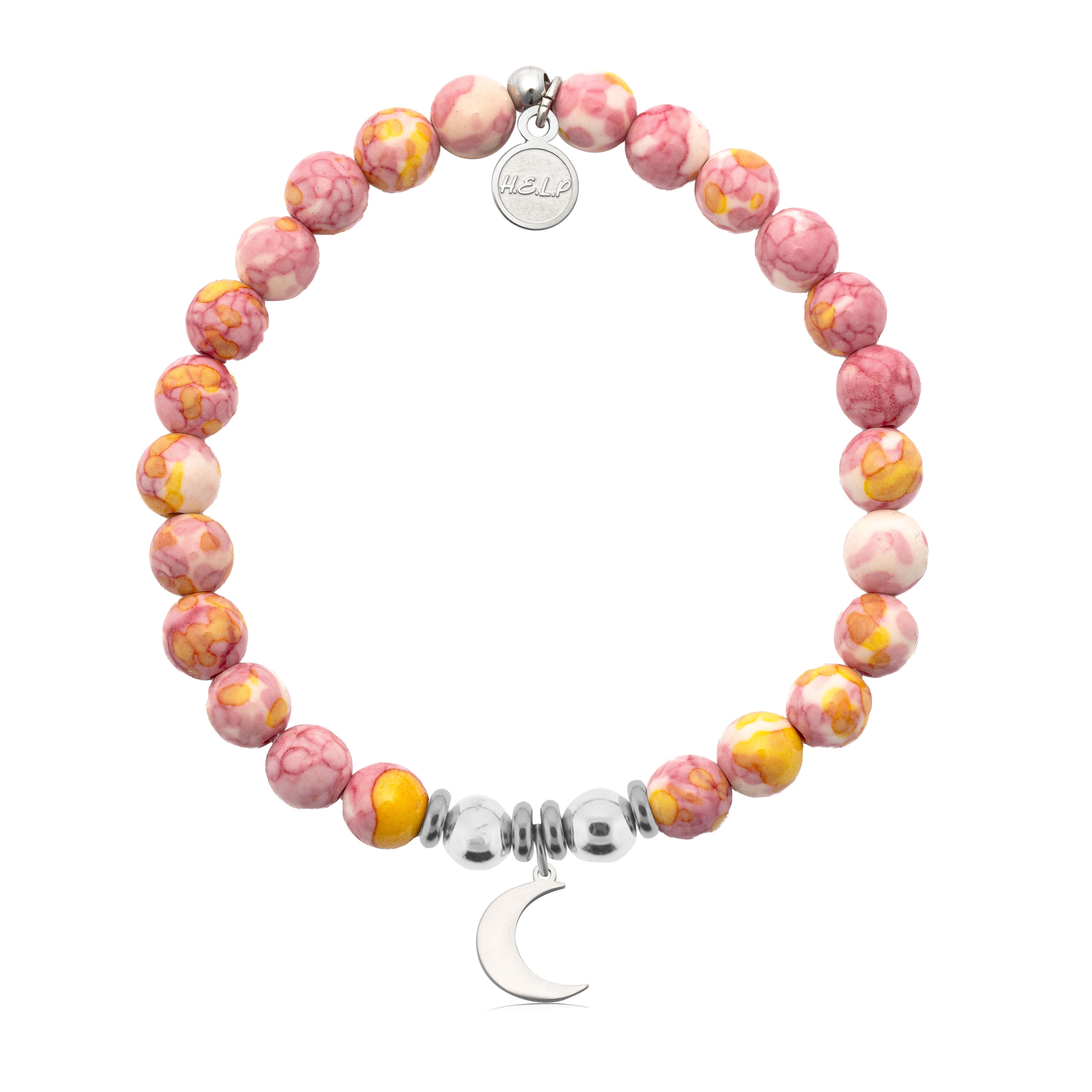 HELP by TJ Moon Cutout Charm with Lemonade Jade Charity Bracelet