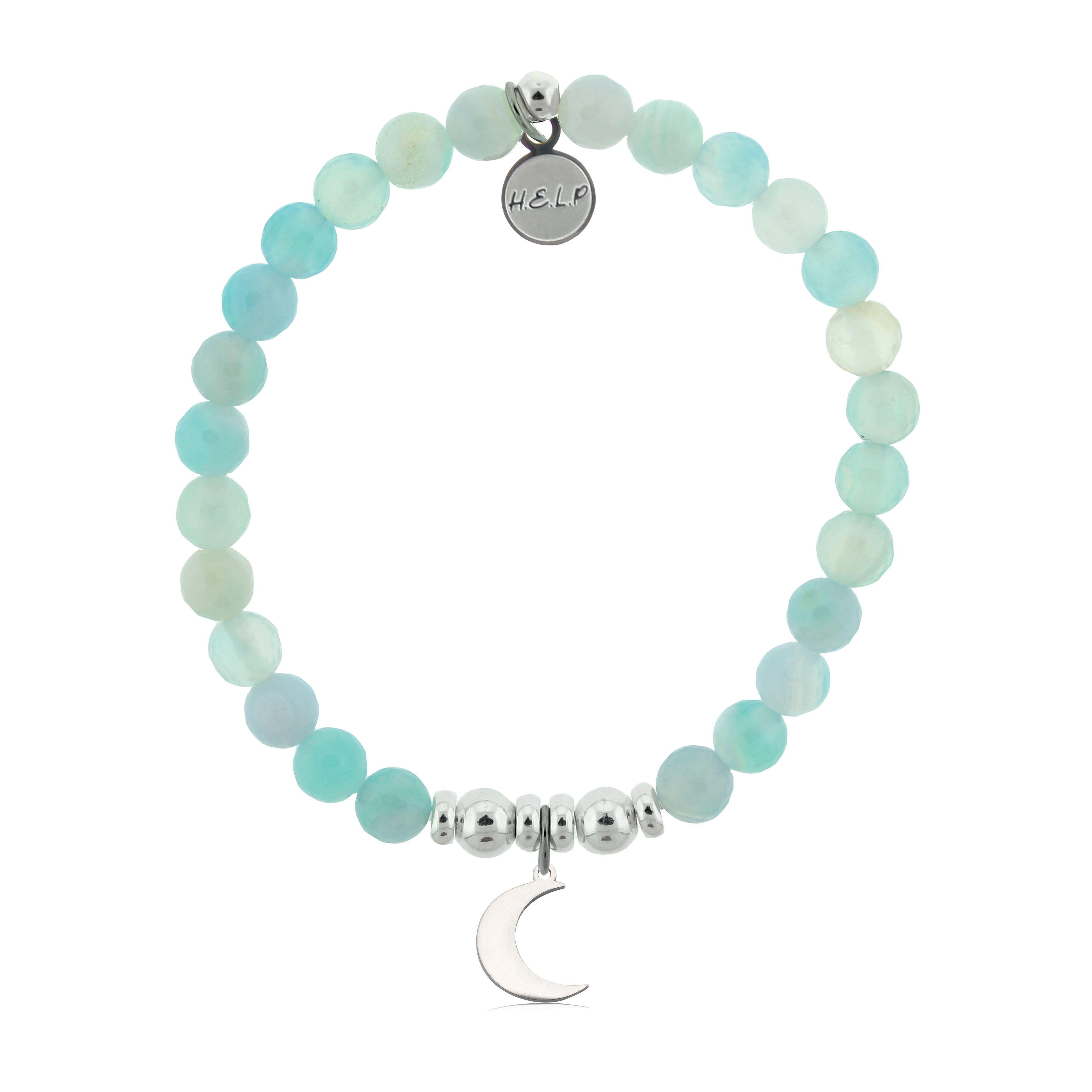 HELP by TJ Moon Cutout Charm with Light Blue Agate Charity Bracelet