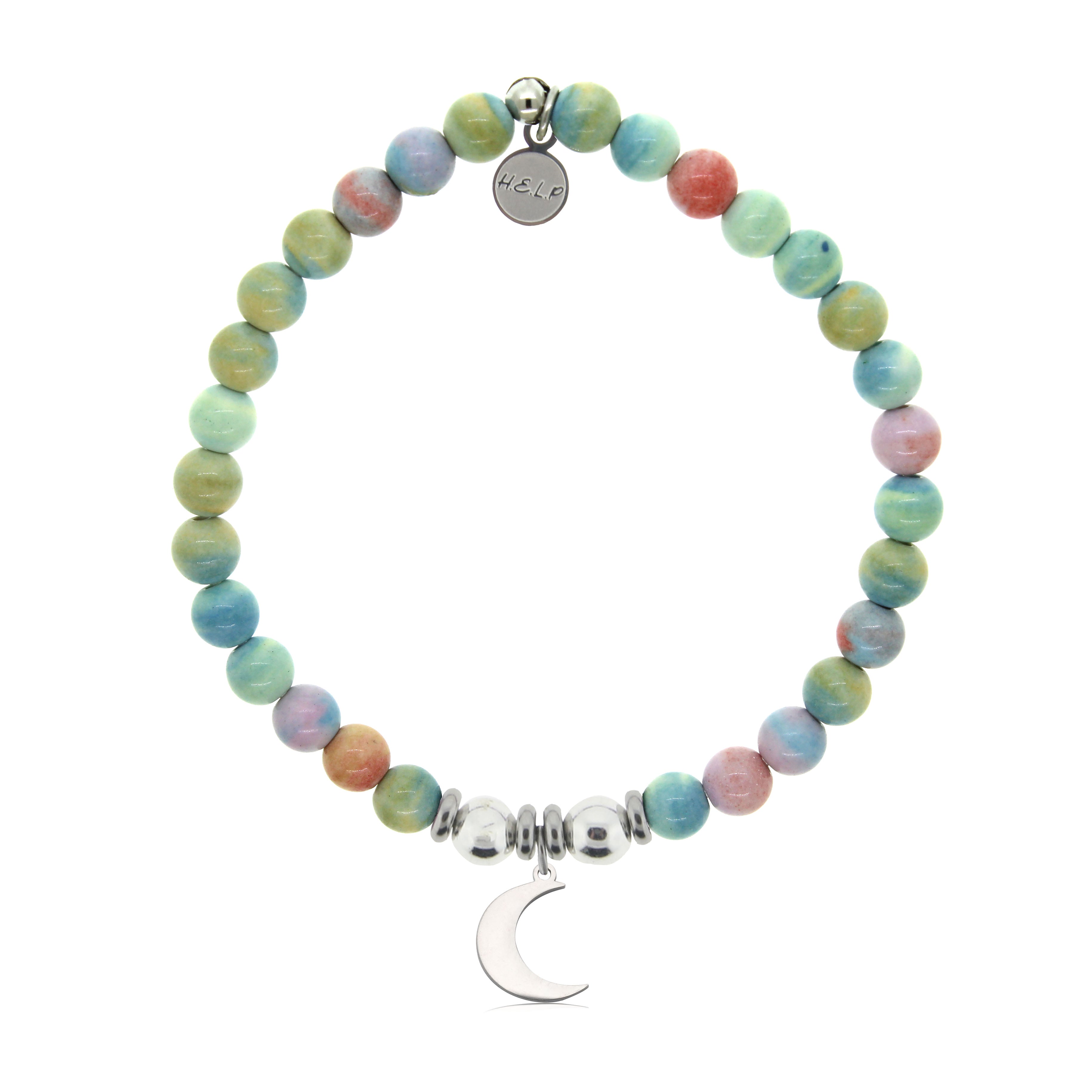 HELP by TJ Moon Cutout Charm with Pastel Magnesite Charity Bracelet