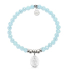 HELP by TJ Mother Mary Charm with Aqua Crystal Charity Bracelet