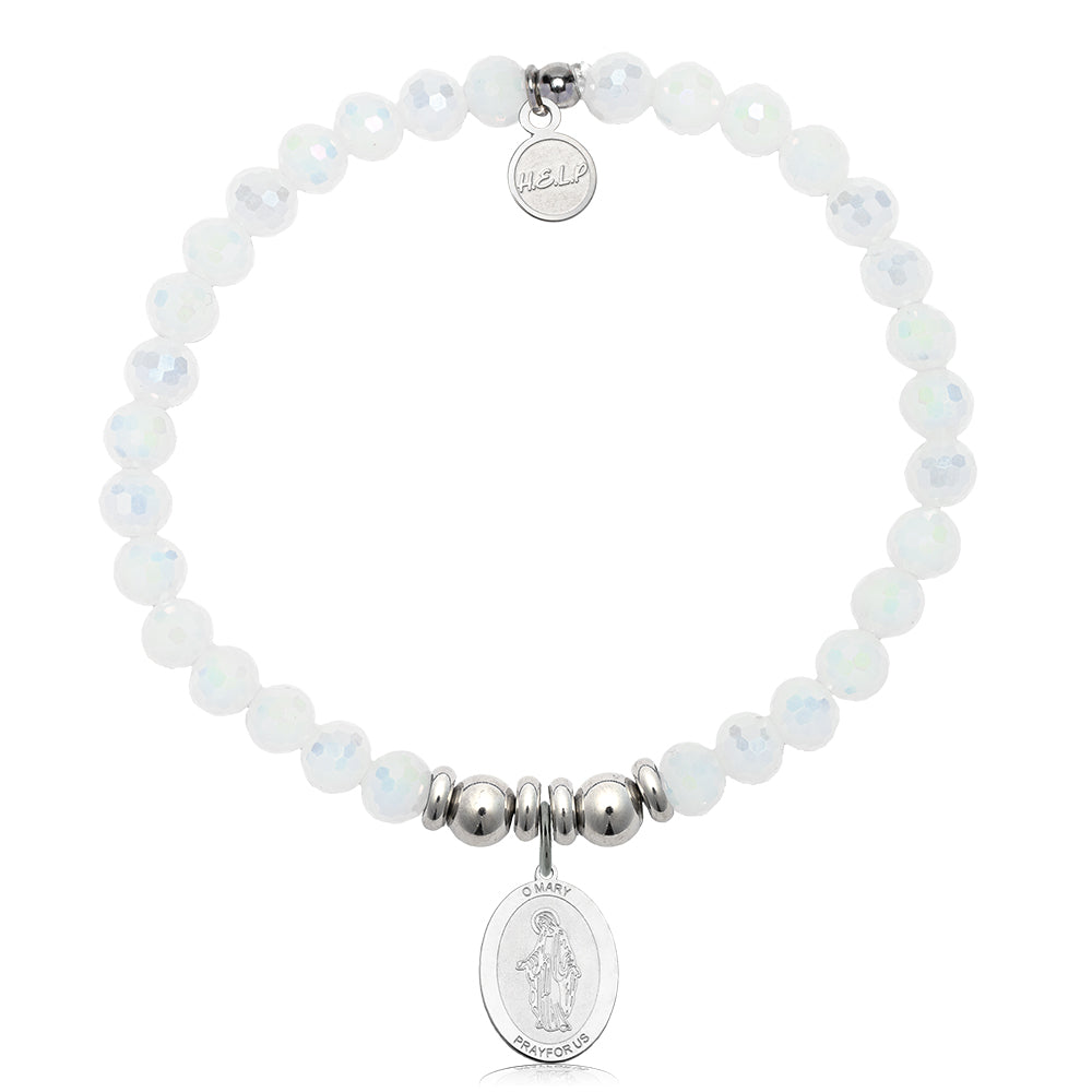 HELP by TJ Mother Mary Charm with White Crystal Charity Bracelet