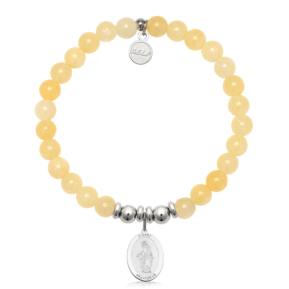 HELP by TJ Mother Mary Charm with Yellow Jade Charity Bracelet