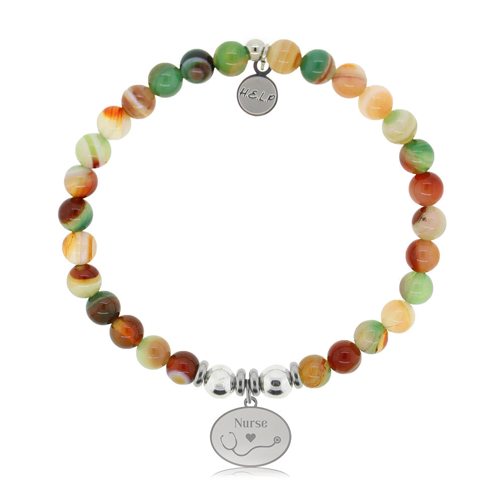 HELP by TJ Nurse Charm with Multi Agate Charity Bracelet