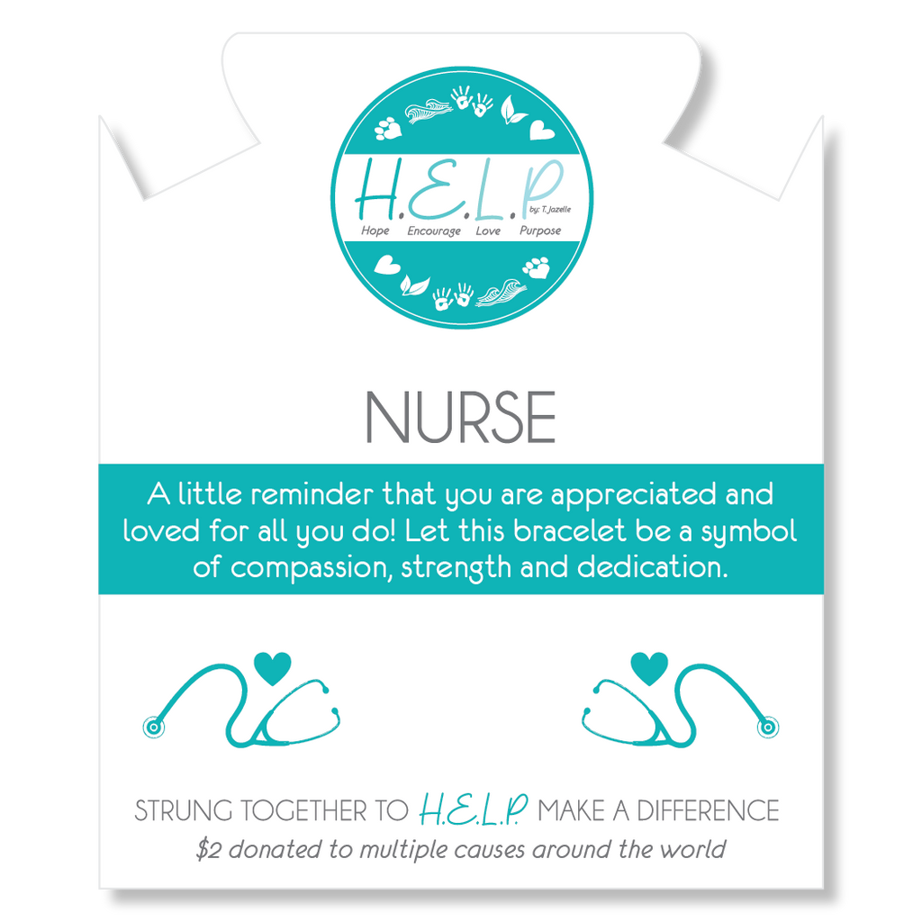 HELP by TJ Nurse Charm with Blue and White Jade Charity Bracelet
