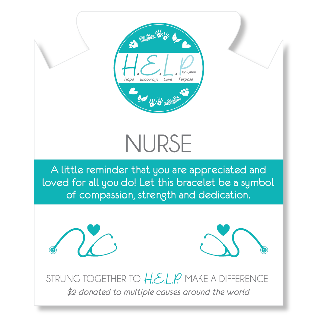HELP by TJ Nurse Charm with Blue Glass Shimmer Charity Bracelet