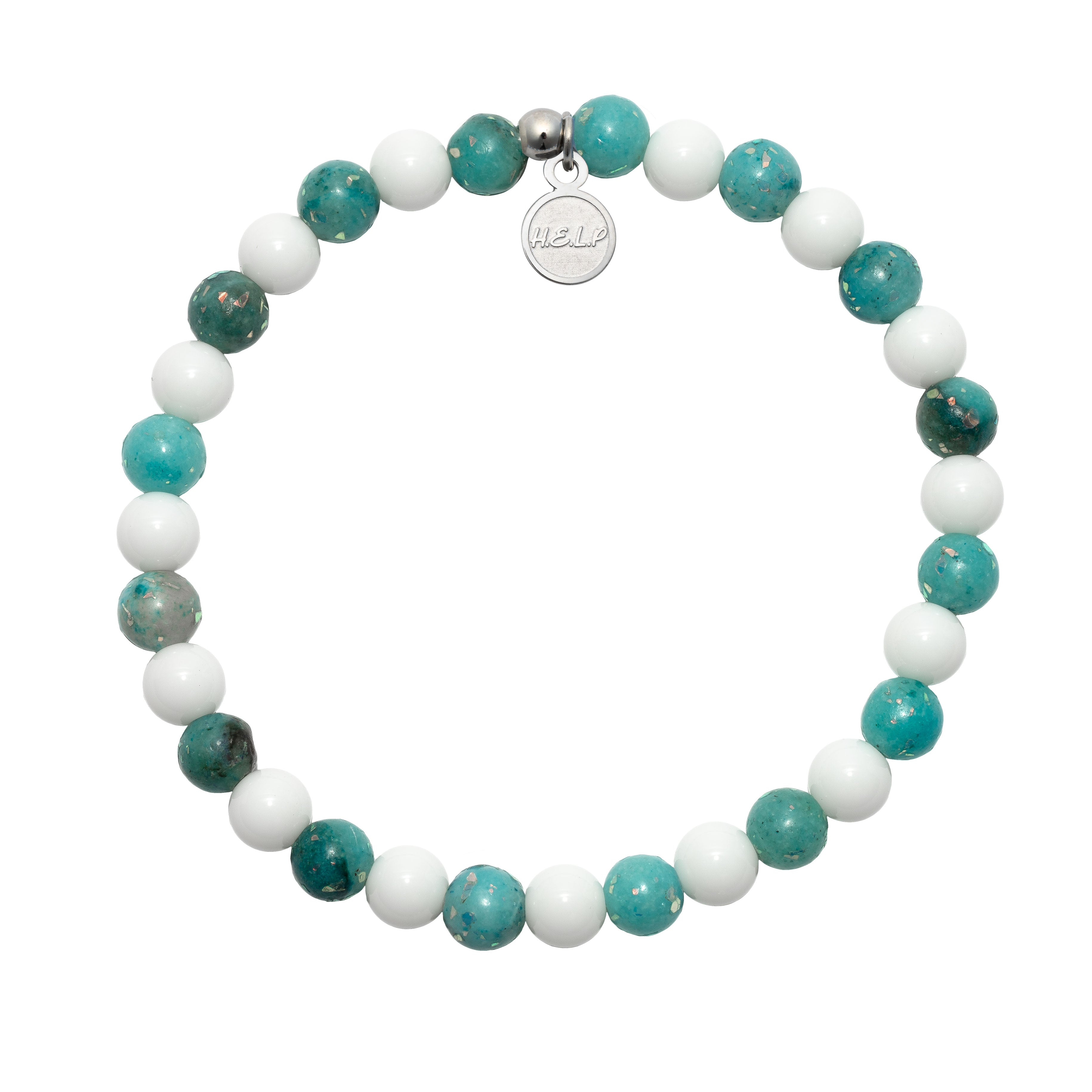 HELP by TJ Ocean Defenders Alliance Charity Stacker: Blue Opal Jade & White Jade