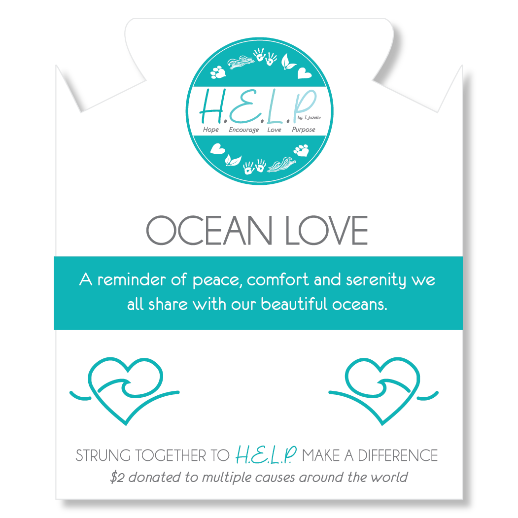 HELP by TJ Ocean Love Charm with Azure Blue Jade Charity Bracelet