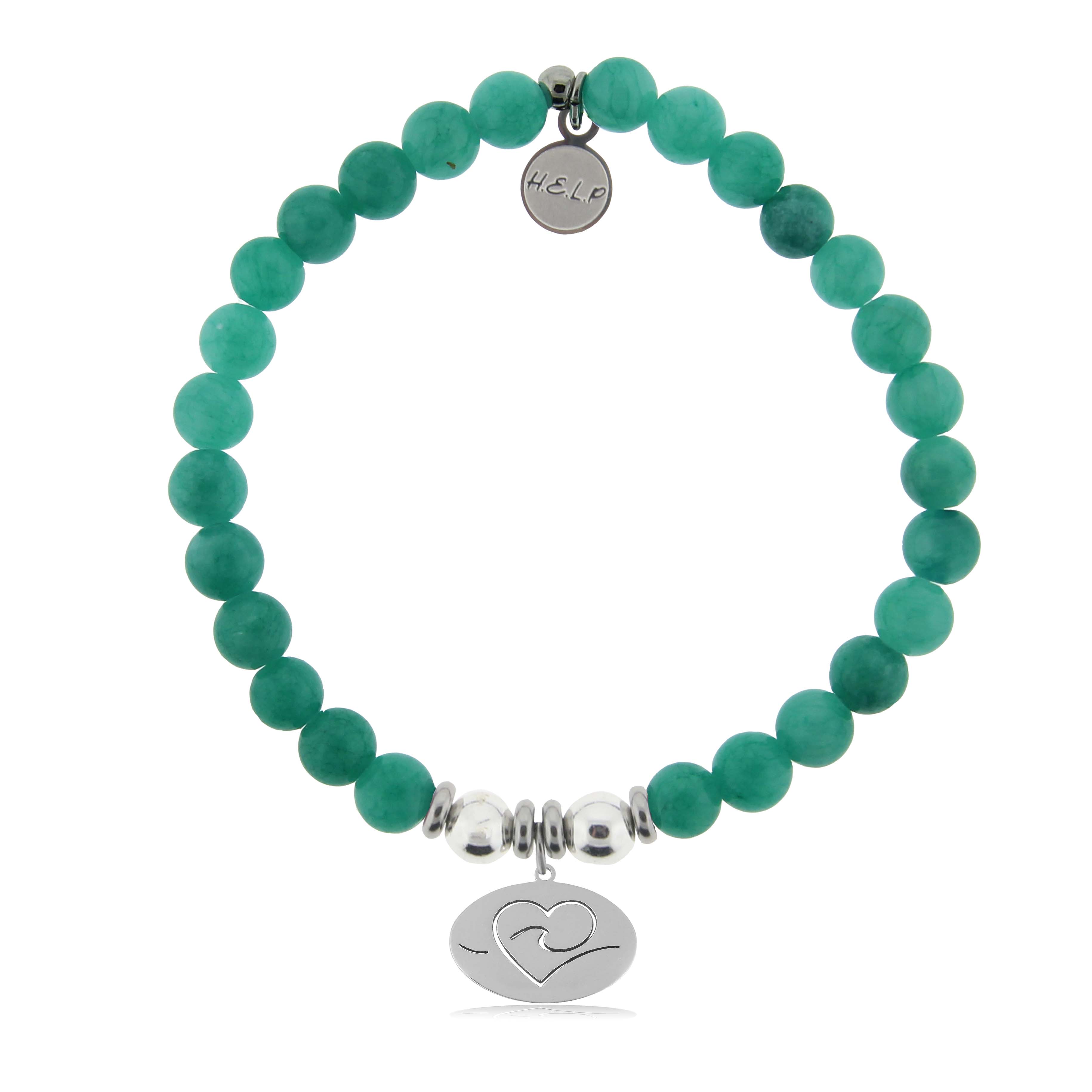 HELP by TJ Ocean Love Charm with Caribbean Jade Charity Bracelet