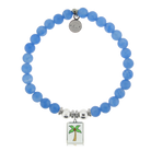 HELP by TJ Palm Tree Enamel Charm with Azure Blue Jade Charity Bracelet