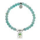 HELP by TJ Palm Tree Enamel Charm with Baby Blue Quartz Charity Bracelet