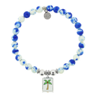 HELP by TJ Palm Tree Enamel Charm with Blue and White Jade Charity Bracelet