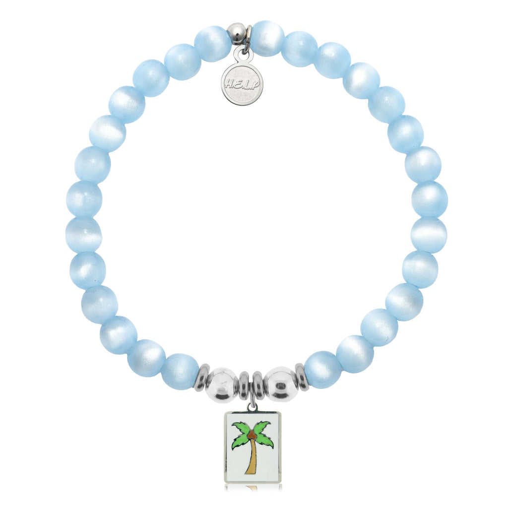 HELP by TJ Palm Tree Enamel Charm with Blue Selenite Charity Bracelet