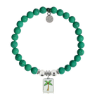 HELP by TJ Palm Tree Enamel Charm with Green Howlite Charity Bracelet