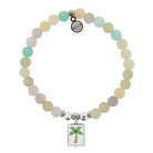 HELP by TJ Palm Tree Enamel Charm with Green Yellow Jade Charity Bracelet