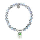 HELP by TJ Palm Tree Enamel Charm with Grey Opalescent Charity Bracelet