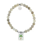 HELP by TJ Palm Tree Enamel Charm with Grey Stripe Agate Charity Bracelet