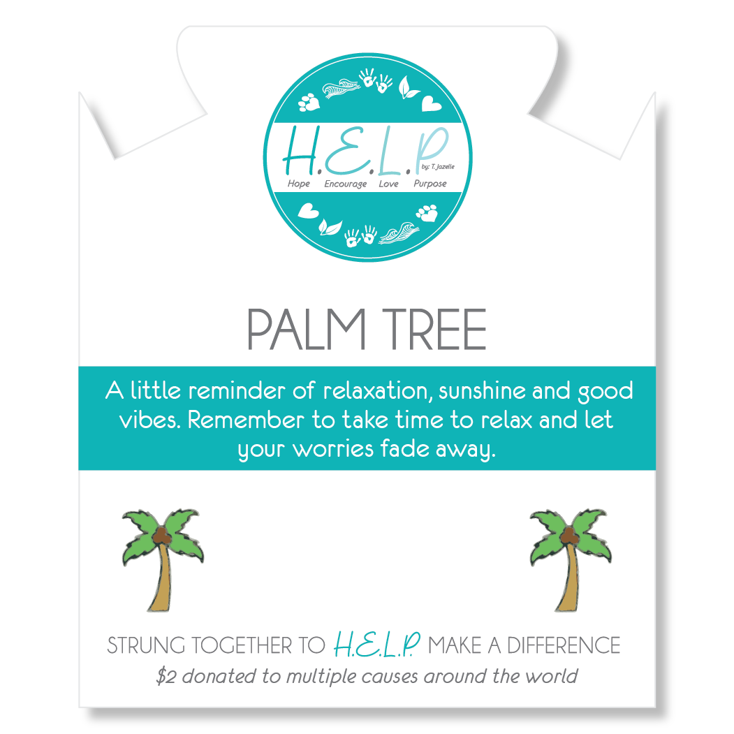 HELP by TJ Palm Tree Enamel Charm with Larimar Magnesite Charity Bracelet