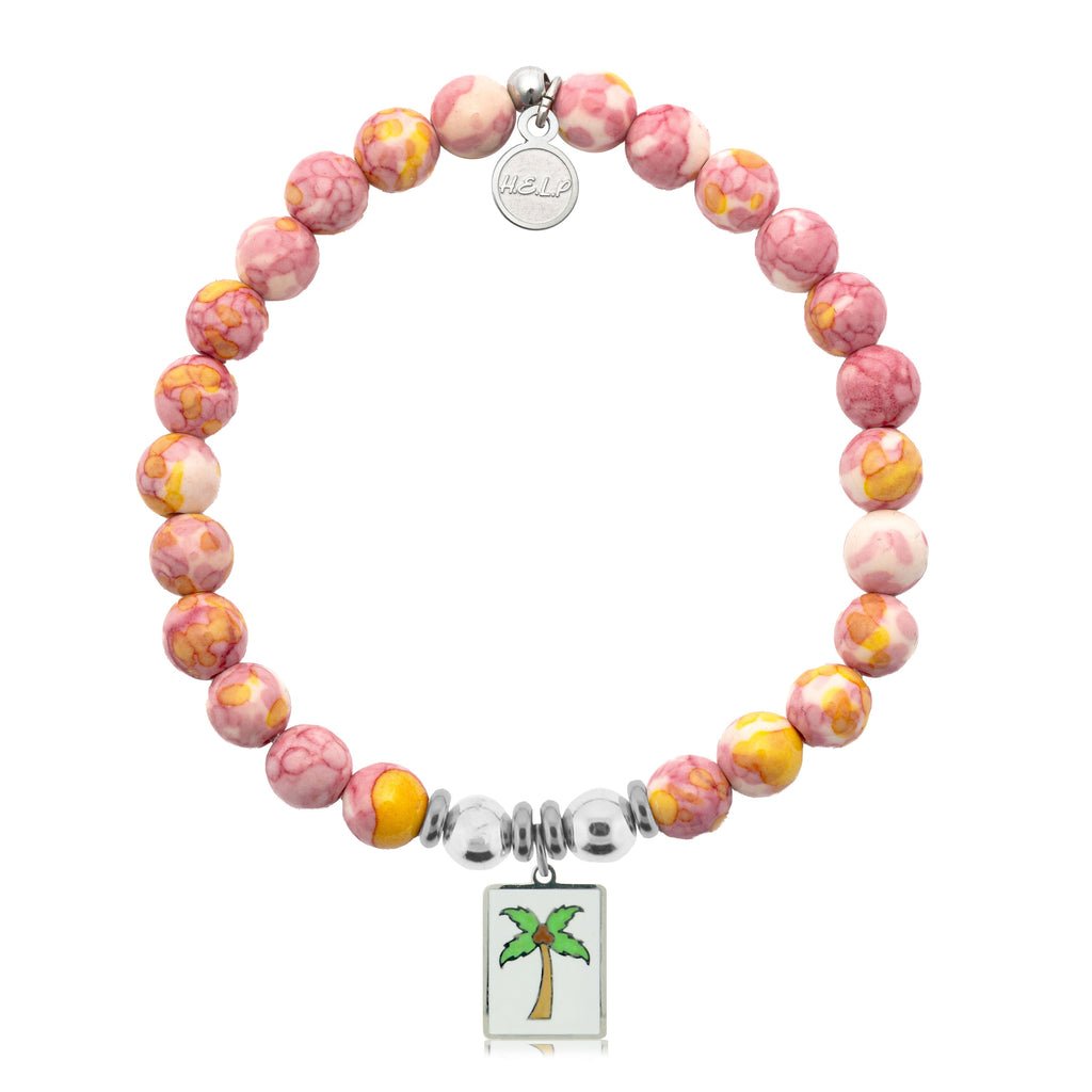 HELP by TJ Palm Tree Enamel Charm with Lemonade Jade Charity Bracelet