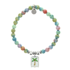 HELP by TJ Palm Tree Enamel Charm with Pastel Jade Charity Bracelet