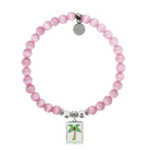 HELP by TJ Palm Tree Enamel Charm with Pink Cats Eye Charity Bracelet