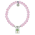 HELP by TJ Palm Tree Enamel Charm with Pink Glass Shimmer Charity Bracelet