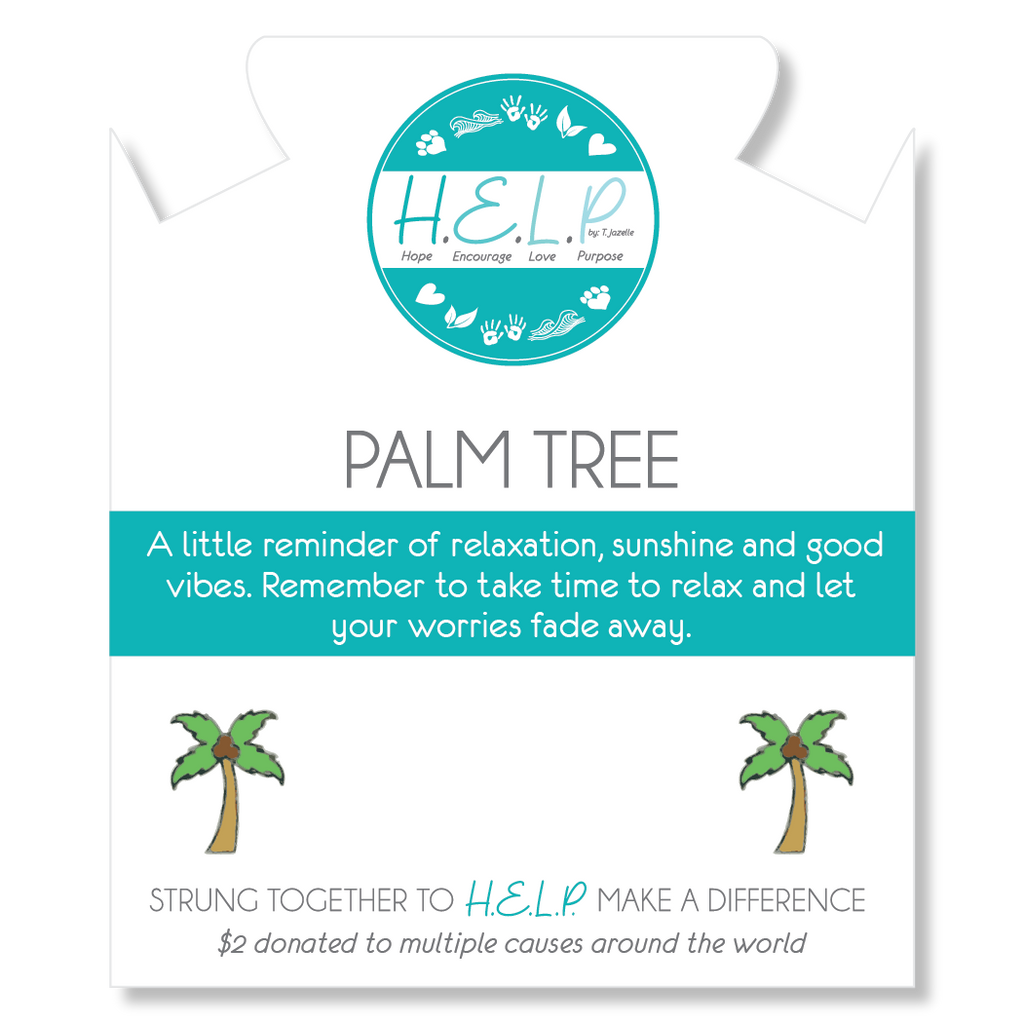 HELP by TJ Palm Tree Enamel Charm with Pink Glass Shimmer Charity Bracelet