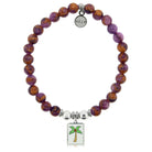 HELP by TJ Palm Tree Enamel Charm with Purple Earth Quartz Charity Bracelet