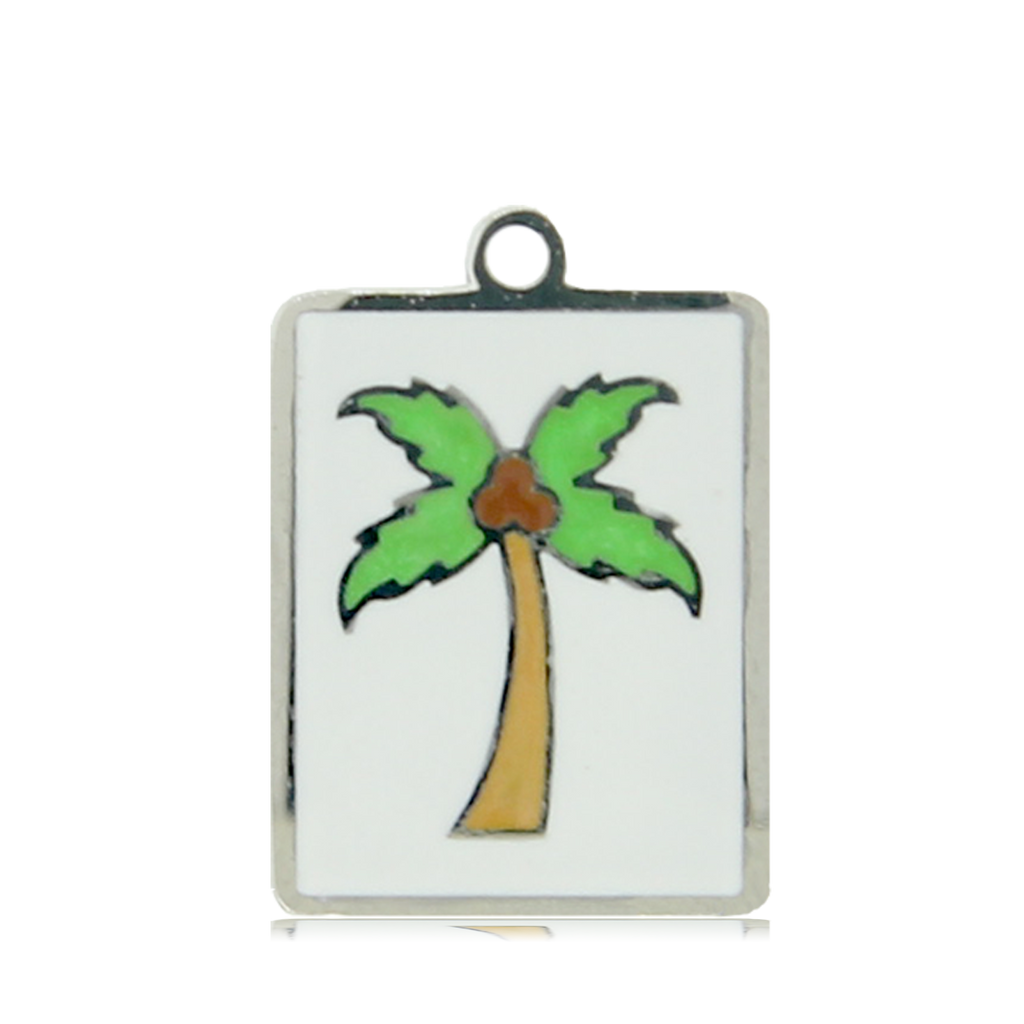 HELP by TJ Palm Tree Enamel Charm with Red Fire Agate Charity Bracelet