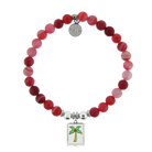 HELP by TJ Palm Tree Enamel Charm with Red Stripe Agate Charity Bracelet