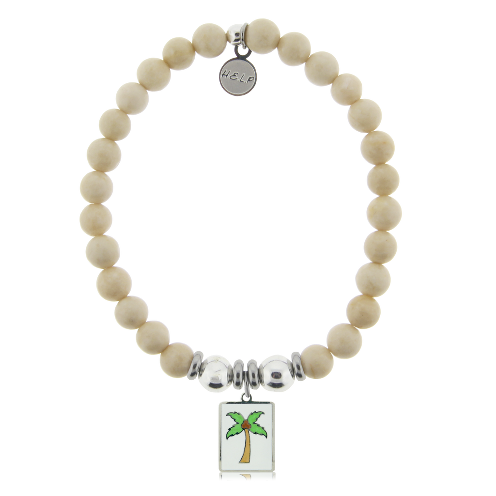 HELP by TJ Palm Tree Enamel Charm with Riverstone Charity Bracelet
