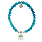 HELP by TJ Palm Tree Enamel Charm with Tropic Blue Agate Charity Bracelet