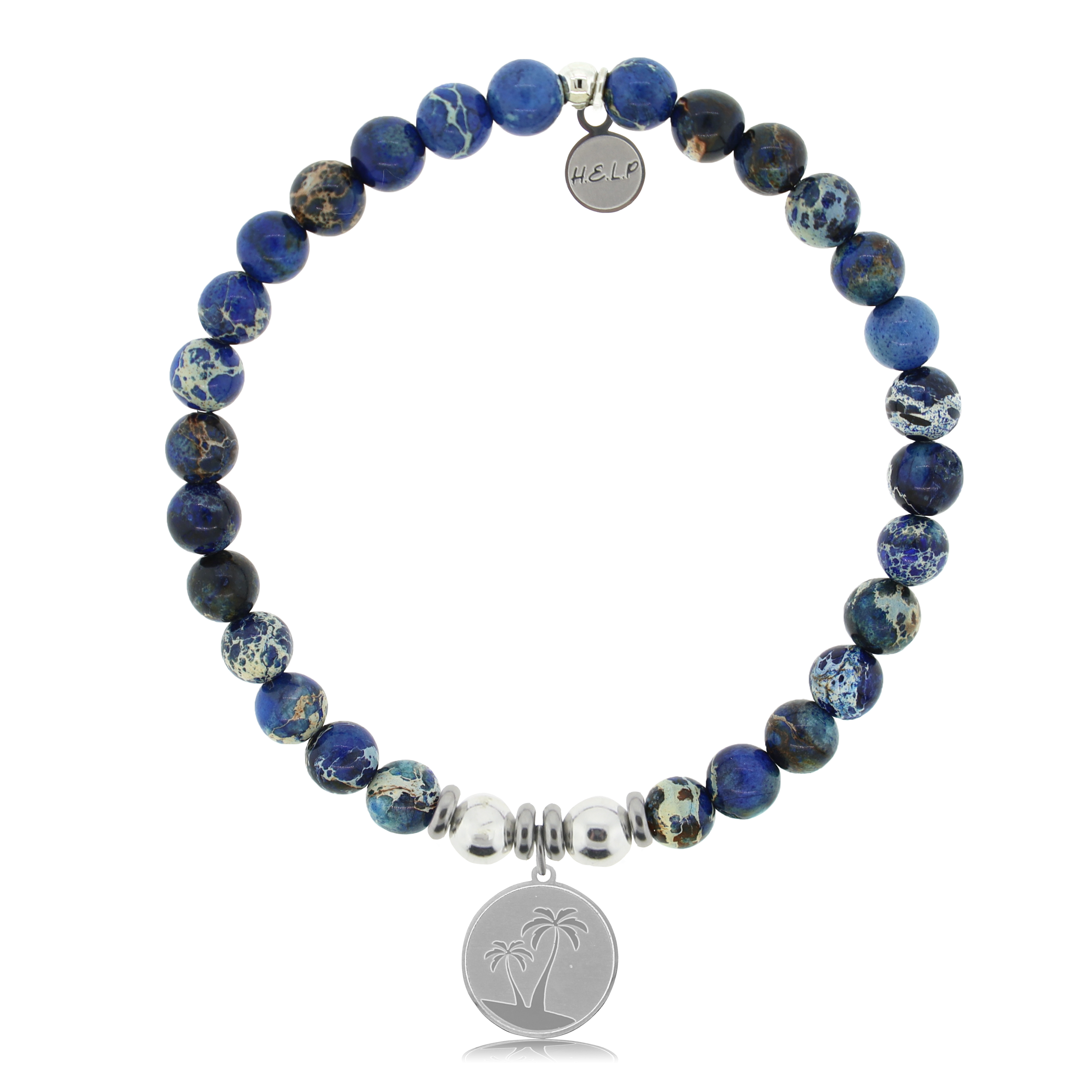 HELP by TJ Palm Tree with Royal Blue Jasper Charity Bracelet