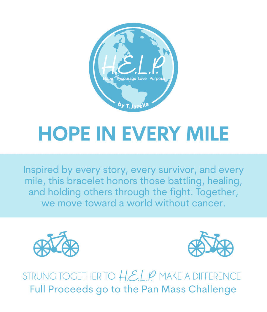 HELP by TJ Pan Mass Challenge Charity Bracelet: Hope in Every Mile Stacker