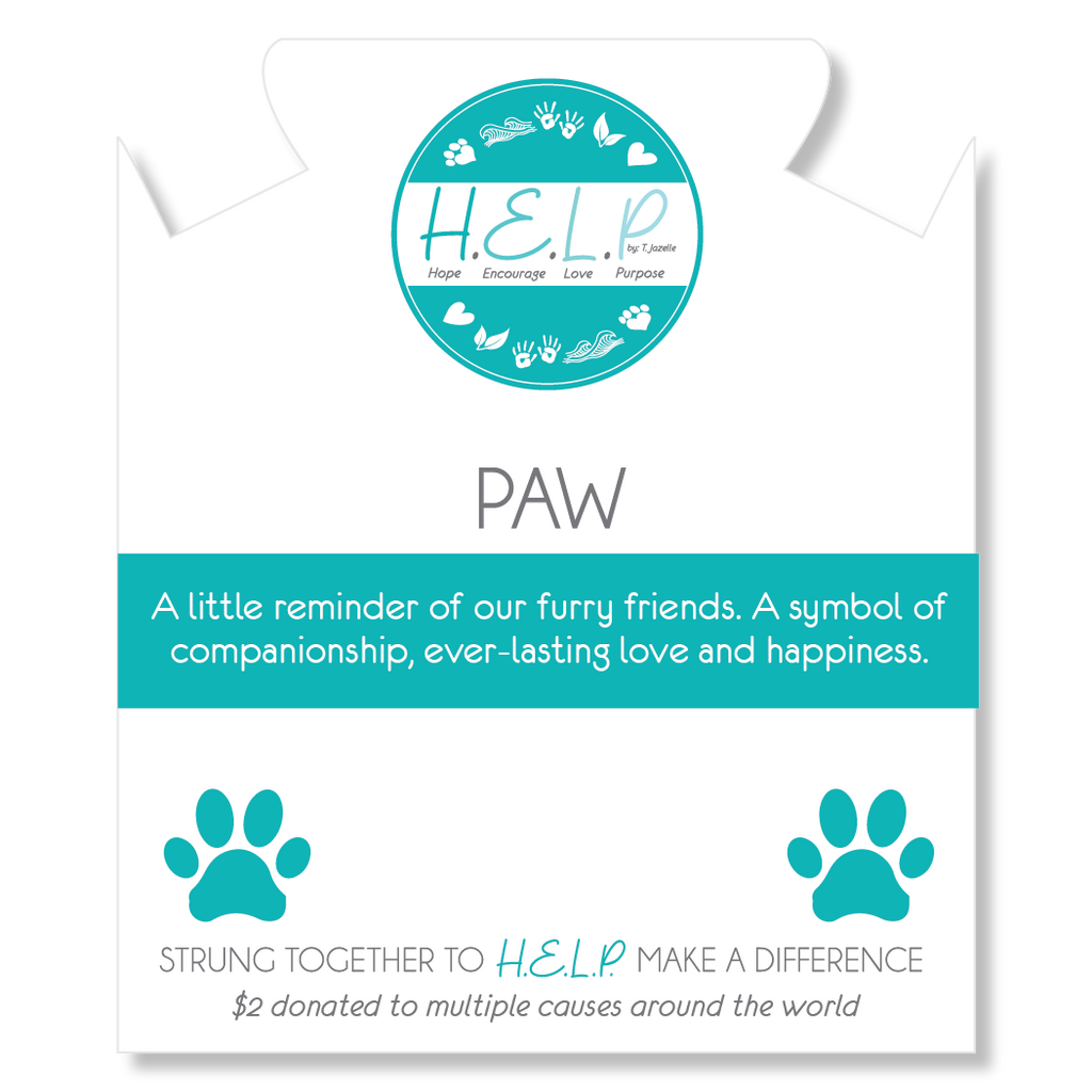 HELP by TJ Paw Print Charm with Lemonade Jade Charity Bracelet